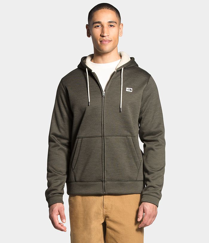 The North Face Mens Hoodie Sherpa Patrol Full Zip 250FIGPUZ - Olive Green